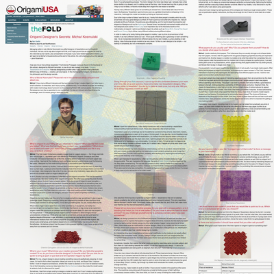 Thumbnail of the interview as published on OrigamiUSA site