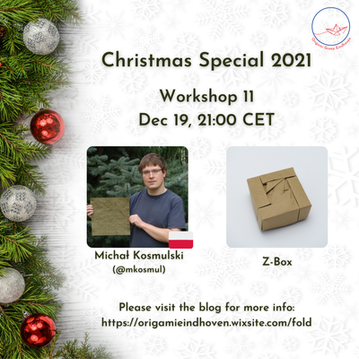 Christmas Special workshop poster, by Origami Groep Eindhoven, with pictures provided by me
