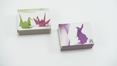 Matchboxes with origami patterns