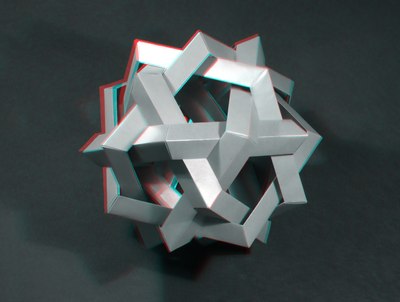 Makalu (Robert J. Lang) — 3D anaglyph for red-cyan glasses
