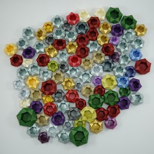 Laid out flat as a carpet, top-down view