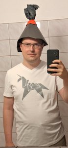 As a hat (worn by me)